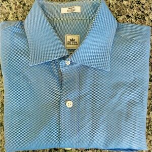 Peter Millar Blue White Dot Print Shirt Nanolluxe Performance Cotton M F22607